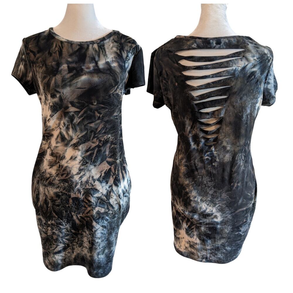 MRT 1030 Grunge Rocker Tie-Dye Back Cut Dress Small